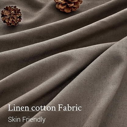 96 Inches Long Pleated Sheer Curtains, Dark Linen Blended Light Filtering - Image 2