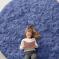 OLANLY Denim Blue Round Rugs for Bedroom by OLANLY