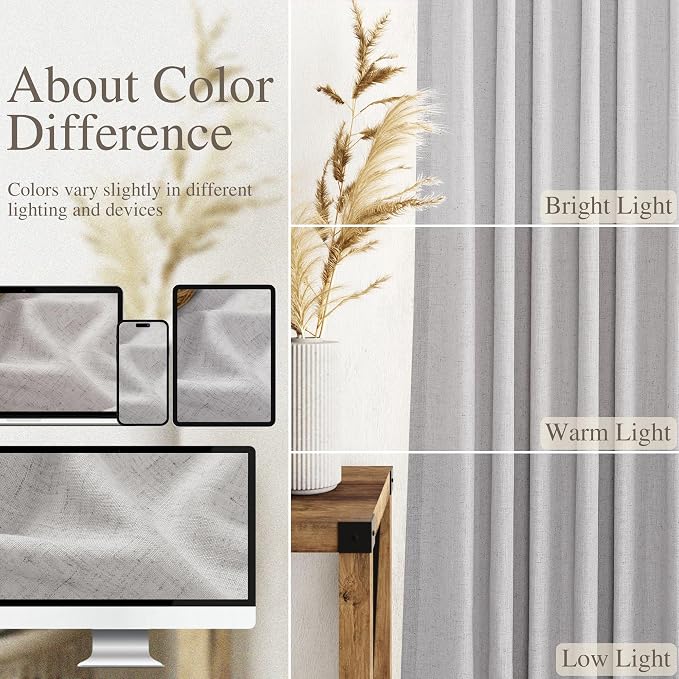 Grey Linen Curtains 80 Inches Length - Image 4