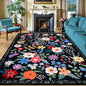 PLHXFR Area Rug 10x14 Living Room: Floral Washable Boho Soft Carpet Black | by PLHXFRSoftAreaRugs