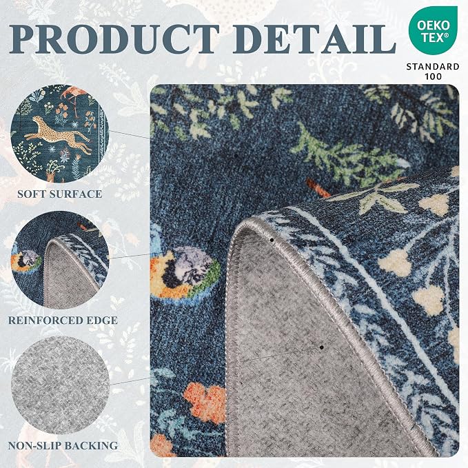 DUKINO 2x6 Runner Rug, Washable Animal Kitchen Rugs Non Slip, Low Pile - Image 4
