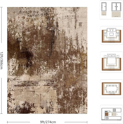 9x12 Area Rugs - Modern Abstract Washable Rug, Ultra Soft Non Slip Low Pile - Image 2