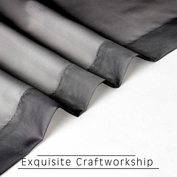 Black Sheer Kitchen Valance for Windows Set of 2, Small Modern Rod Pocket Voile - Image 2