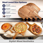 KitchenStar 12-Inch Acacia Wood Pizza Peel – Wooden Cutting & Serving Board with Handle & Hanging Loop – Natural Oil Finish – Ideal Pizza Oven Accessory for Easy Sliding & Prep