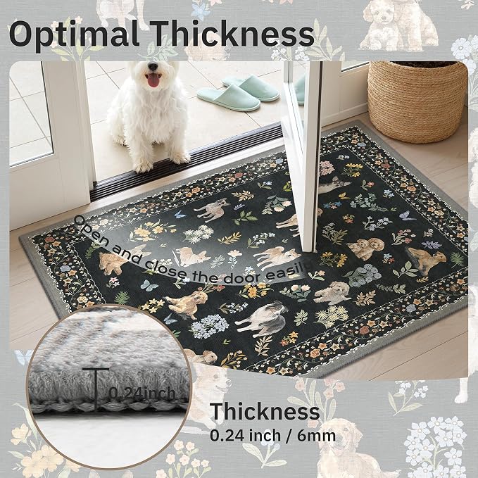 Soalmost Dog 6x9 Area Rugs for Living Room, Washable Animal Soft Rug Black | - Image 9