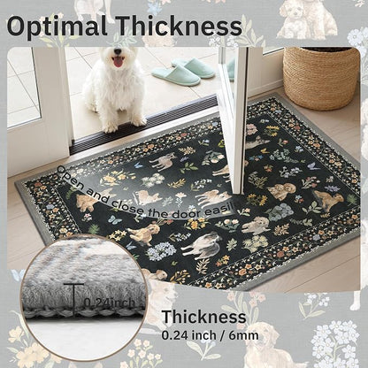 Soalmost Dog 6x9 Area Rugs for Living Room, Washable Animal Soft Rug Black | - Image 9