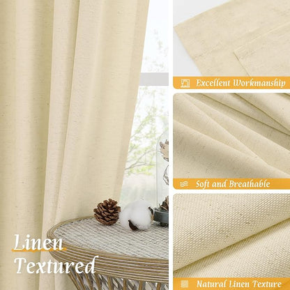 45 Inch Length Beige Short Linen Curtains - Image 7