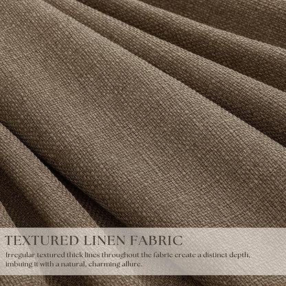 Latte 105 Inch Linen 100% Light Blocking Curtains Drapes 2 Panels Set | Pinch - Image 2