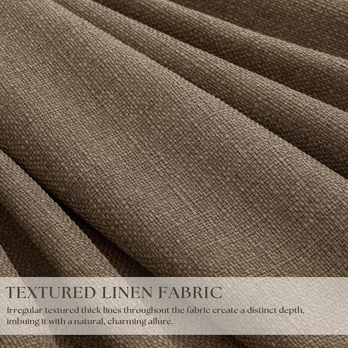 Latte Pleated Linen 100% Blackout 84 Inch Curtains - Image 2