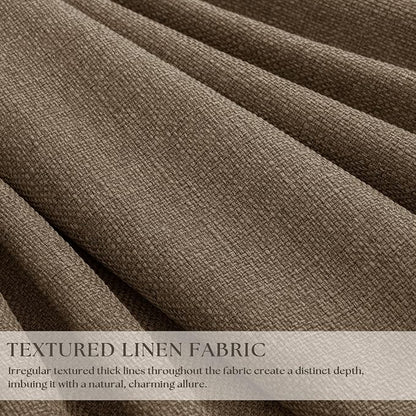 Latte 90 Inch Pinch Pleated Blackout Linen Curtains - Image 5