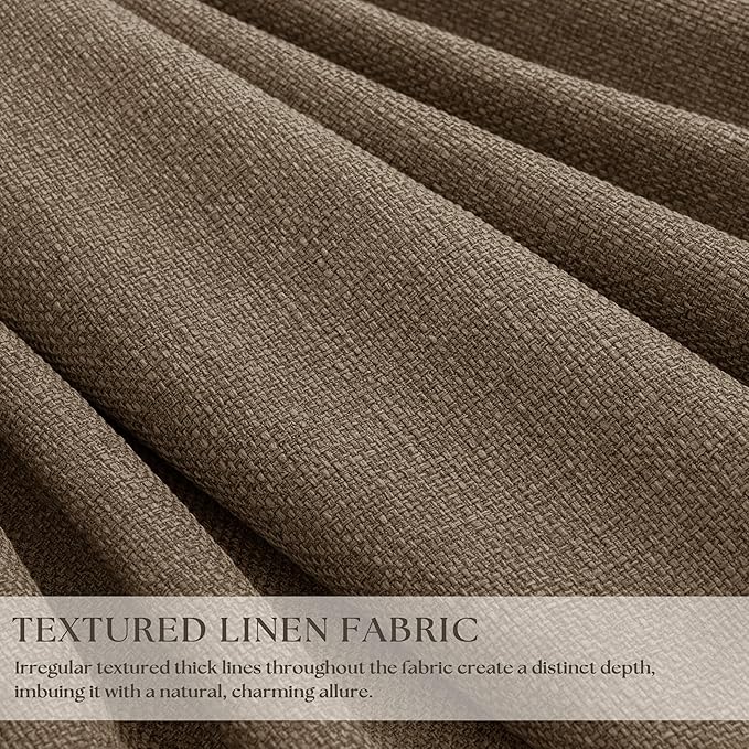 Latte Burlap Room Darkening Curtains 120 Inches Long - Image 5