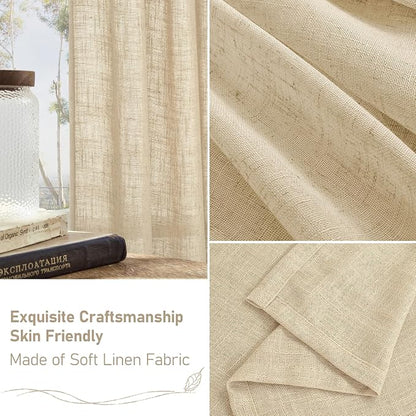 Natural Linen Semi Sheer Curtains 63 Inch - Image 6