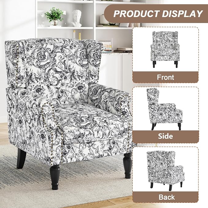 Pia Ricco High Back Floral Accent Chair - Image 3