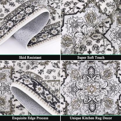 HEBE Boho Kitchen Rugs Set of 3, Non Slip Washable Kitchen Mats - Image 4