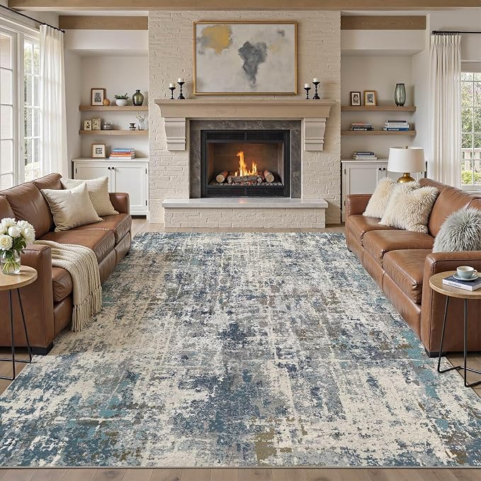 DMOYEST Area Rug Living Room Rugs 9x12 Washable Abstract Carpet | Neutral - Image 5