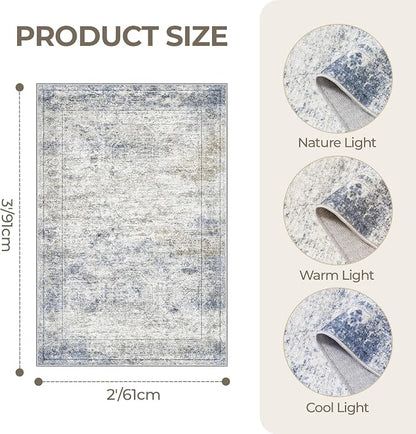 2x3 Rug Non Slip, Small Washable Entryway Rug, Runner - Image 2