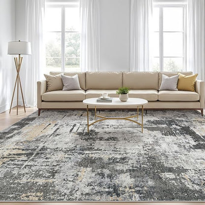 LOONGRUG 6x8 Area Rug Washable Neutral Modern Living Room Rugs Black Gold | - Image 5