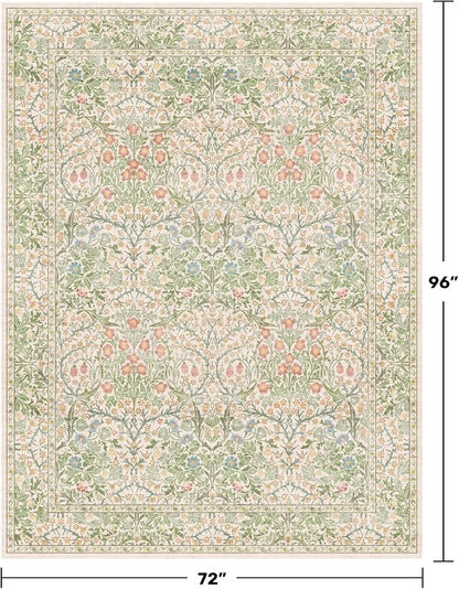 Light Beige Green Living Room Rug, 6x8 Washable Area Rug - Image 2