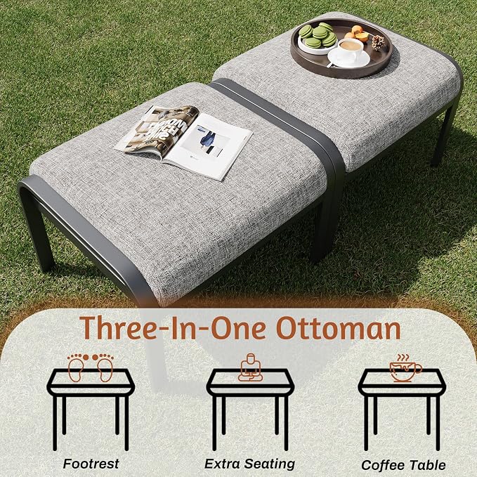 HOMREST Outdoor Furniture Thickened Cushion 360 Degree Swivel Rocking Patio - Image 8