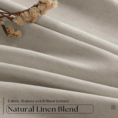 Oatmeal Pinch Pleated Full Blackout Curtains Linen Blend 80 Inches Long | Room - Image 5
