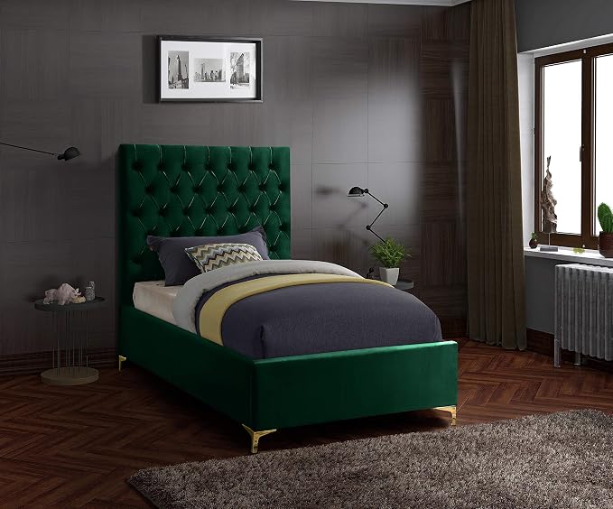 Meridian Furniture Cruz Collection Modern | Contemporary Velvet Upholstered Bed - Image 2