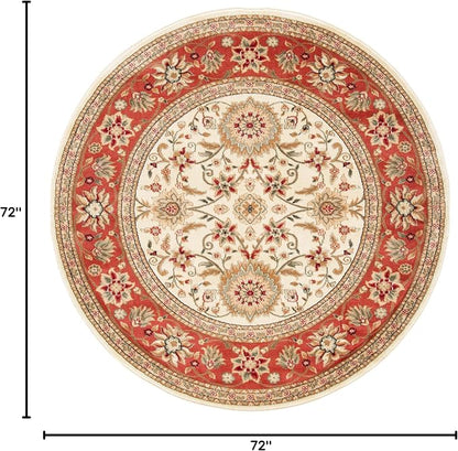 SAFAVIEH Lyndhurst Collection 6' Round Ivory / Rust LNH212R Traditional - Image 2