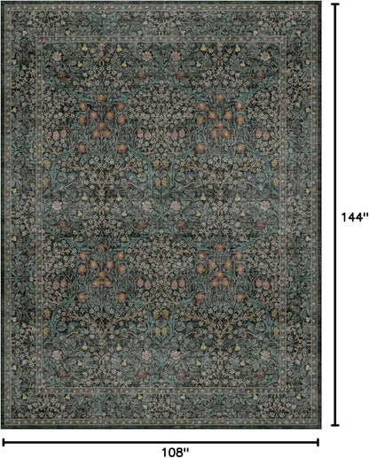 Washable Dark Green Rug for Living Room - Image 2