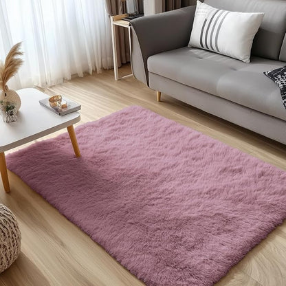 OLANLY 3x5 Machine Washable Small Bedside Rug, Soft Fluffy Shaggy Rugs - Image 3
