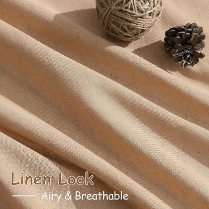 Camel Linen Curtains 90 Inch Length 2 Panels Set - Image 5