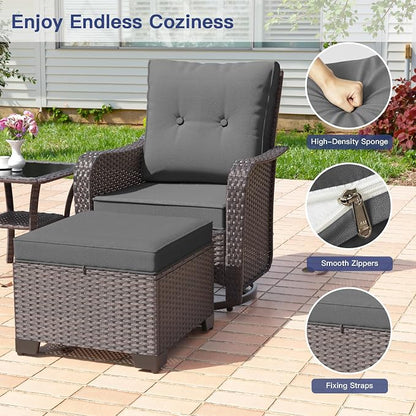ALAULM 5-Piece Outdoor Swivel Rocking Chair Set - Image 4