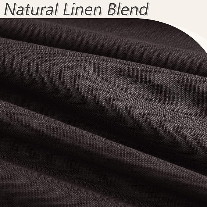 Cocoa Coffee 100% Blackout Linen Curtains 120 Inch Length 2 Panels Set - Image 3