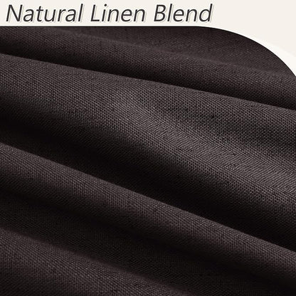 Cocoa Coffee 100% Blackout Linen Curtains 120 Inch Length 2 Panels Set - Image 3