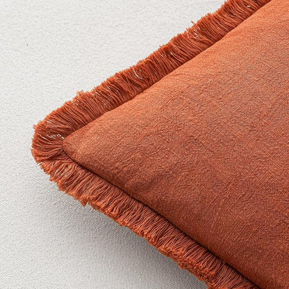 MIULEE Linen Fringe Decorative Fall Throw Pillow Covers Burnt Orange 20x20 | - Image 6