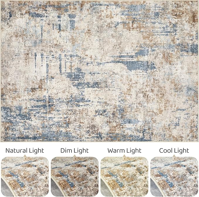 LOONGRUG 10x13 Area Rug Washable Large Neutral Modern Living Room Rug | - Image 9