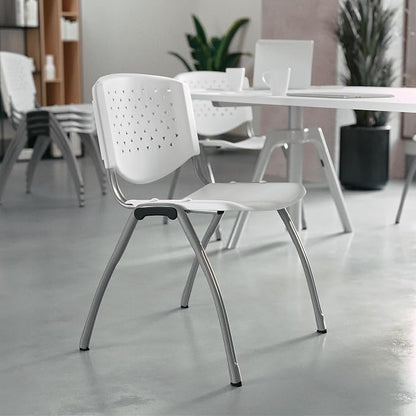 Flash Furniture HERCULES -5 Pack 880 lb. Capacity White Plastic Stack Chair | - Image 2
