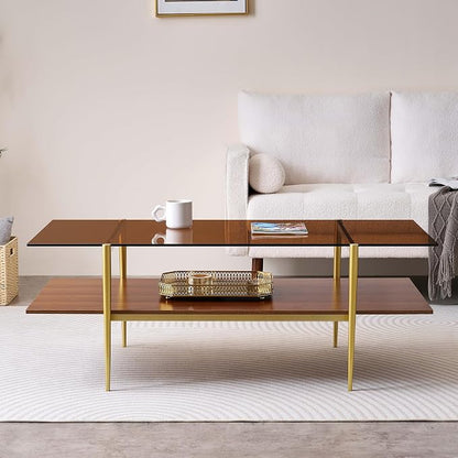 LumFurn Extra Large Rectangle Glass Coffee Table, Mid-Century Modern Design - Image 5