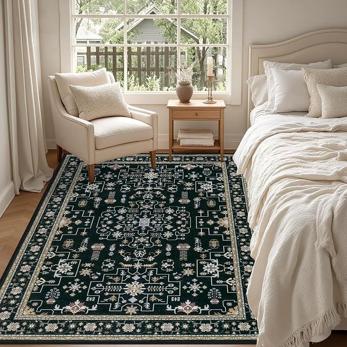 5x7 Area Rugs Living Room: Washable Vintage Rug - Image 4