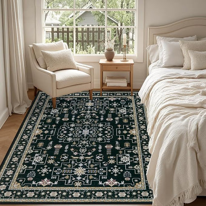 5x7 Area Rugs Living Room: Washable Vintage Rug - Image 4