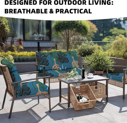 8Pcs Outdoor Cushion Covers, Elastic Patio Cushion Covers | Washable, - Image 4