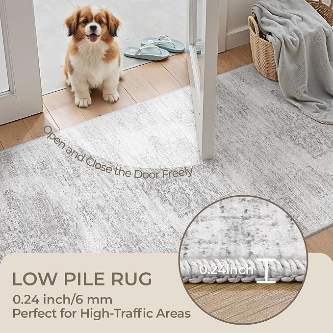 2x6 Runner Rug Non Slip, Washable Hallway Runner Rug, Nursery Room, Soft Runner - Image 6