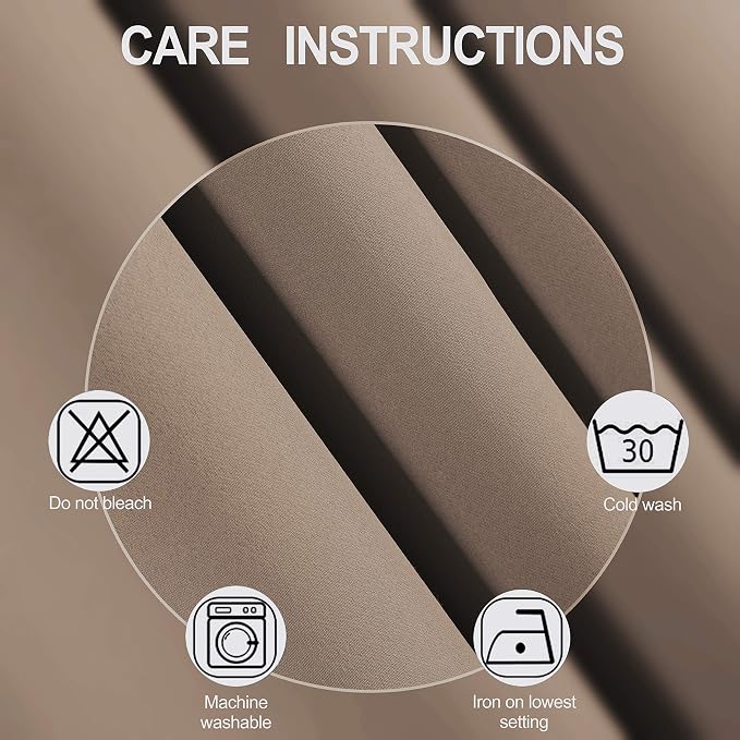 Blackout Curtains 66 x 84 inch/Cappuccino Curtains Set of 2 Panels/Thermal - Image 4