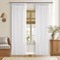 84 Inches Pinch Pleated White Linen Light Filtering Boho Curtains 2 Panels | by Twodrapes