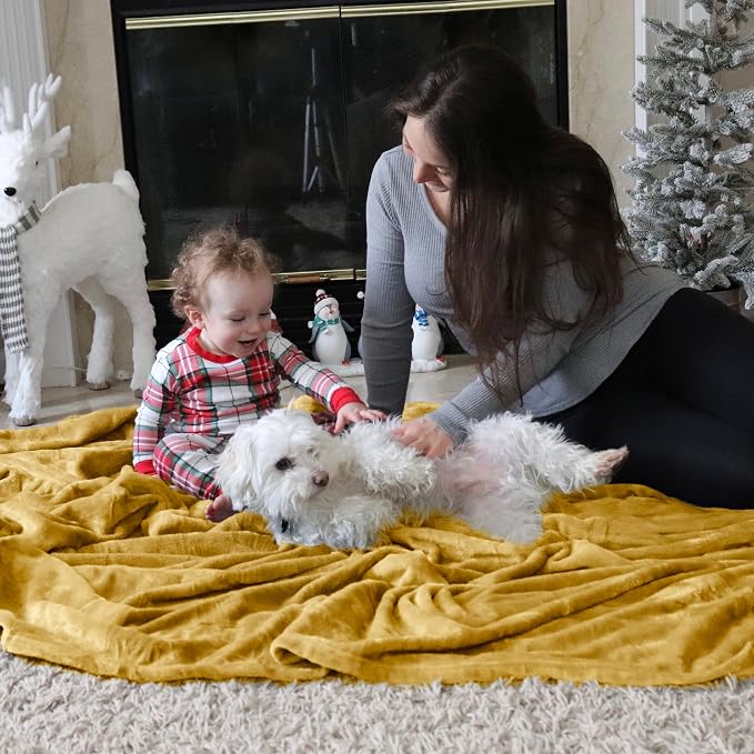 Bedsure GentleSoft Fleece Throw XL Blanket Yellow - Image 8