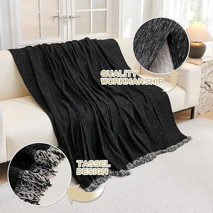 MYSKY HOME Black Chenille Sofa Slipcover Couch Covers - Image 3