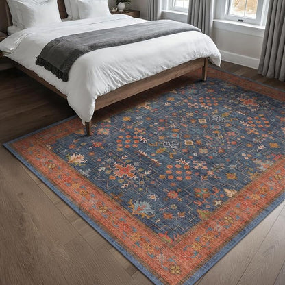 Navy Blue Area Rug 5x7 Living Room Rug - Image 8