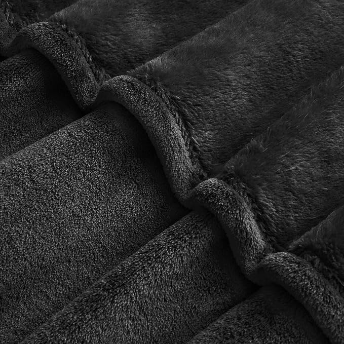 BEDELITE Fleece Blanket Soft Plush Oversized Bed Blanket Black 120"x120" | - Image 5