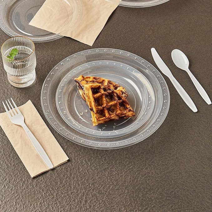 White Plastic Forks Spoons Knives Heavyweight Utensils Disposable Silverware Heavy Duty Cutlery Set [300 Combo Box]