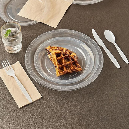 White Plastic Forks Spoons Knives Heavyweight Utensils Disposable Silverware Heavy Duty Cutlery Set [300 Combo Box]