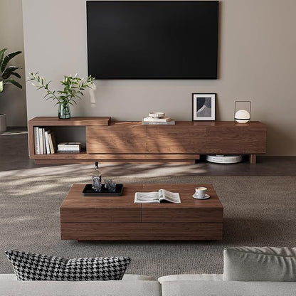 Extendable TV Stand for 65-100 Inches TVs – Walnut Entertainment Console - Image 3