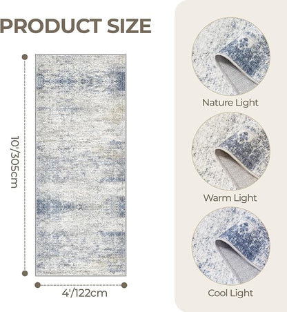 4x10 Runner Rug Non Slip, Washable Hallway Runner Rug, Nursery Room, Soft - Image 2